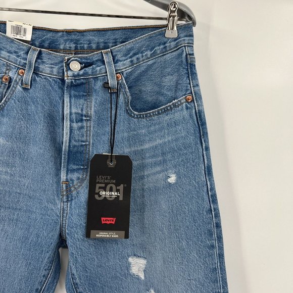 Levi's Women's Premium 501 High Rise Straight Jean Distressed Athens Crown 30x30 - Picture 5 of 10